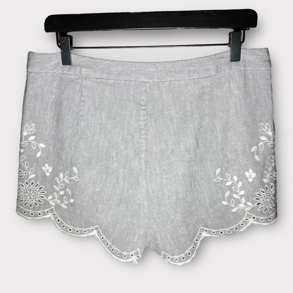 Free People Life's Too Short Scalloped Hem Short Heathered Gray Size 12 Linen - Picture 10 of 15